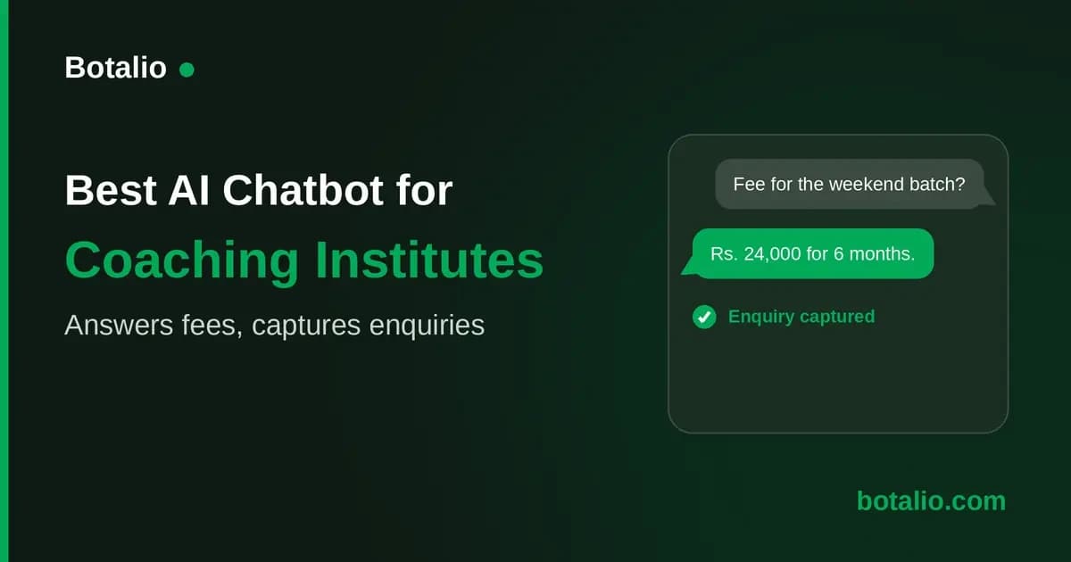 Cover Image for Best AI Chatbot for Coaching Institutes in India 2026