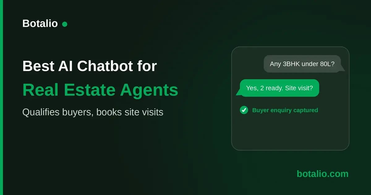 Cover Image for Best AI Chatbot for Real Estate Agents in India 2026